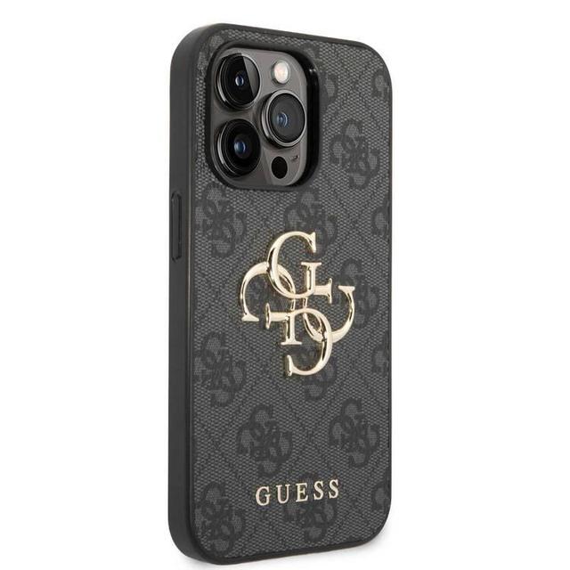 Guess PU Leather Case with 4G Metal Logo for iPhone 15 Pro Max -Grey - SW1hZ2U6MTYyODU0NA==