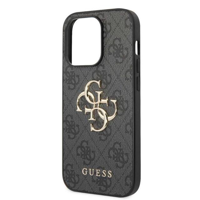 Guess PU Leather Case with 4G Metal Logo for iPhone 15 Pro Max -Grey - SW1hZ2U6MTYyODU1MA==