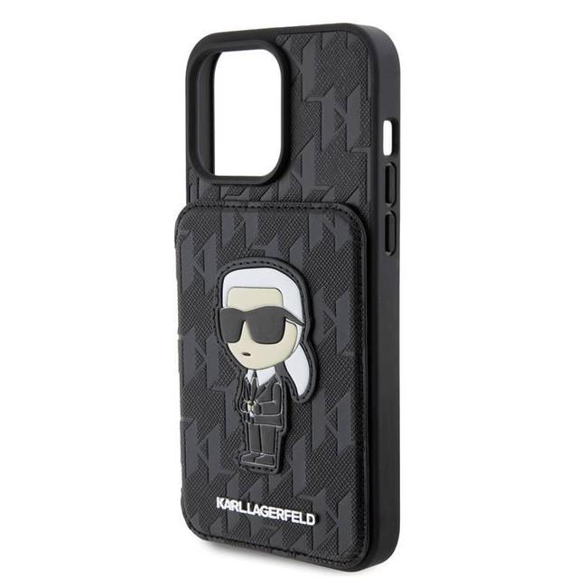 Karl Lagerfeld Saffiano Hard Case with Monogram Card slot for iPhone 15 Pro Max - SW1hZ2U6MTYyMzkyMQ==