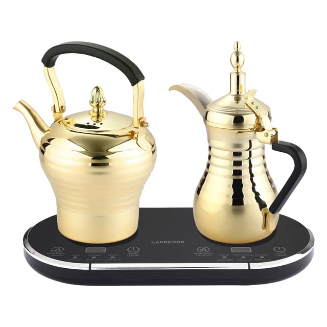 طقم دلة وبراد كهربائية 1600 واط ذهبي ليبريسو LePresso Electrical Arabic Coffee and Tea Maker - SW1hZ2U6MTc1OTAwMw==
