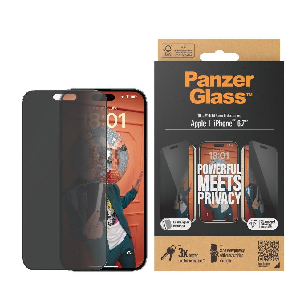 شاشة حماية ايفون 15 بلس للخصوصية بينزر غلاس PanzerGlass UltraWide Privacy Screen Protector for Apple iPhone 15 Plus - cG9zdDoxNTkwMzE1