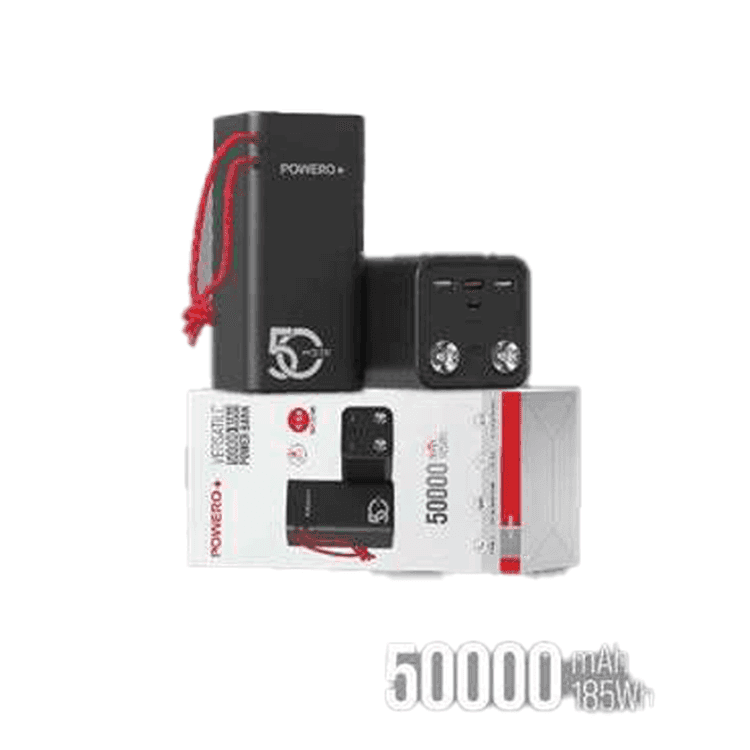 باور بانك 5000 مللي أمبير 20 واط لون أسود من باورو Powero+ Versatile Power Bank