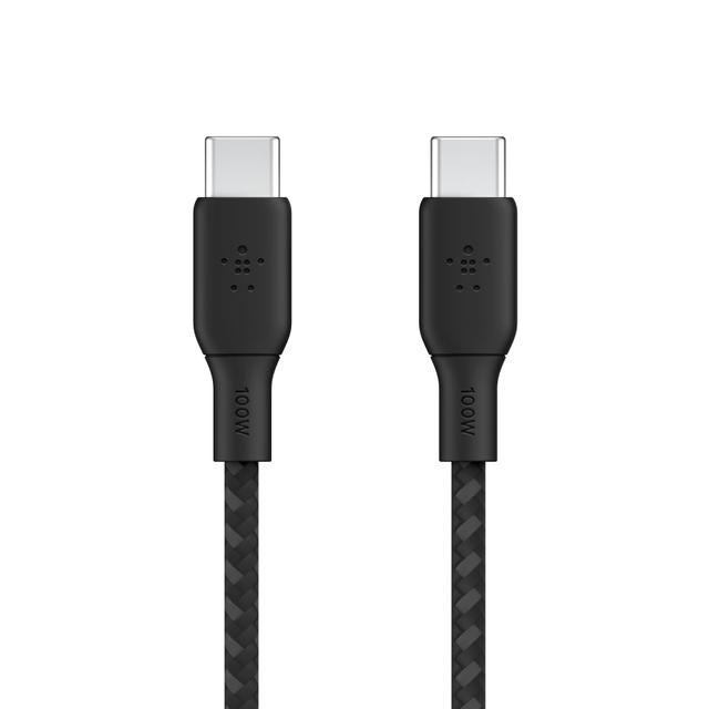 سلك شاحن تايب سي مجدول 100 واط 3 متر بيلكن أسود BELKIN Boost Charge USB-C to USB-C Braided Cable 3 Meter - SW1hZ2U6MTY4MDc2OA==