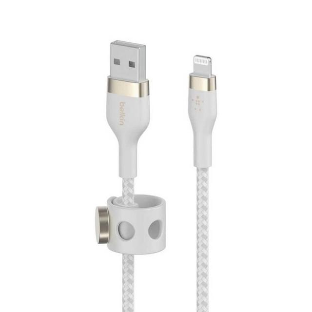 كيبل محول من USB-A الى ايفون 3 متر سيليكون أبيض بيلكن Belkin BOOST CHARGE™PRO Flex USB-A to Lightning Cable_Braided Silicone - SW1hZ2U6MTY1NDMzMg==