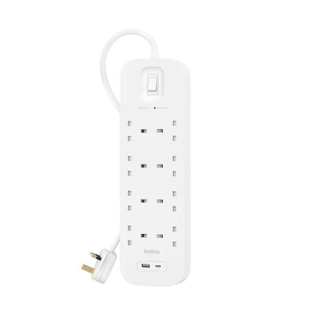 Belkin Connect Surge with USB-C and USB-A Ports 18W 8x AC Outlet - White - SW1hZ2U6MTY1NDIzMw==