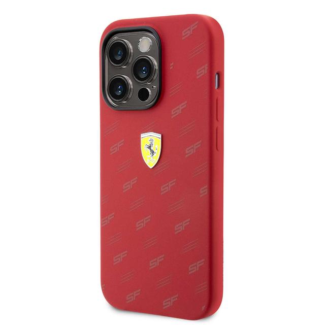 Ferrari Silicone Case with All Over SF Pattern for iPhone 15 Promax - Red - SW1hZ2U6MTY0NDU3Ng==