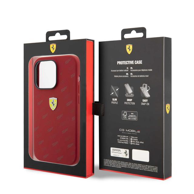 Ferrari Silicone Case with All Over SF Pattern for iPhone 15 Promax - Red - SW1hZ2U6MTY0NDU2NA==