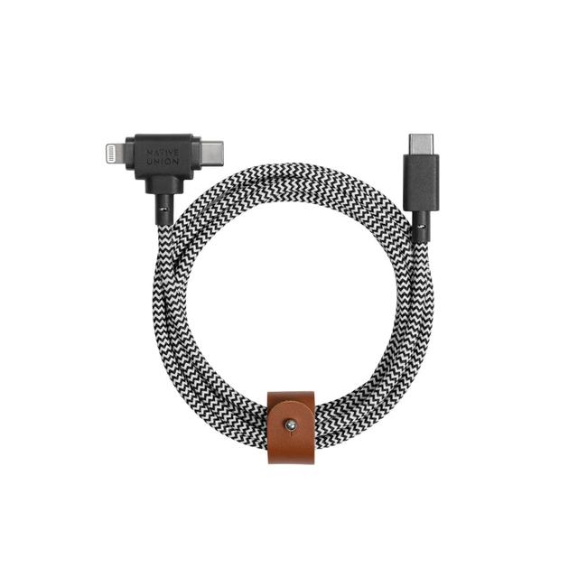 Native Union - Belt 1.8M Cable - Duo USB-C to ( C + Lightining)  - Zebra - SW1hZ2U6MTY3OTk3NQ==