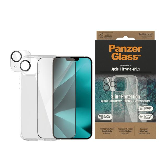 PANZERGLASS iPhone 14 Plus - 3-in-1 Bundle - ClearCase + Screen Protector + Camera Lens Protector - Clear - SW1hZ2U6MTY4MDE0NQ==