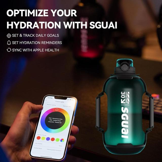 مطارة ماء رياضية ذكية 1.3 لتر مع تطبيق Sguai Smart Water Bottle Portable And Leak-Proof Design - SW1hZ2U6MTcxNzE3NA==