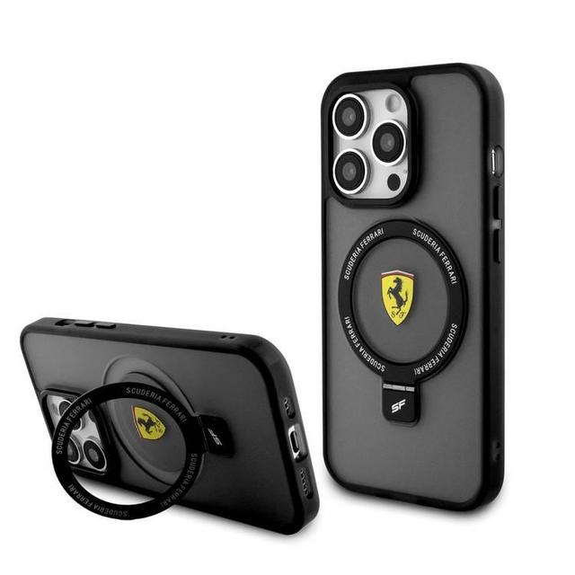 كفر جوال ايفون 15 برو أسود فيراري Ferrari  Magsafe Ring Stand Case for iPhone 15 Pro - SW1hZ2U6MTcyNTg2Nw==