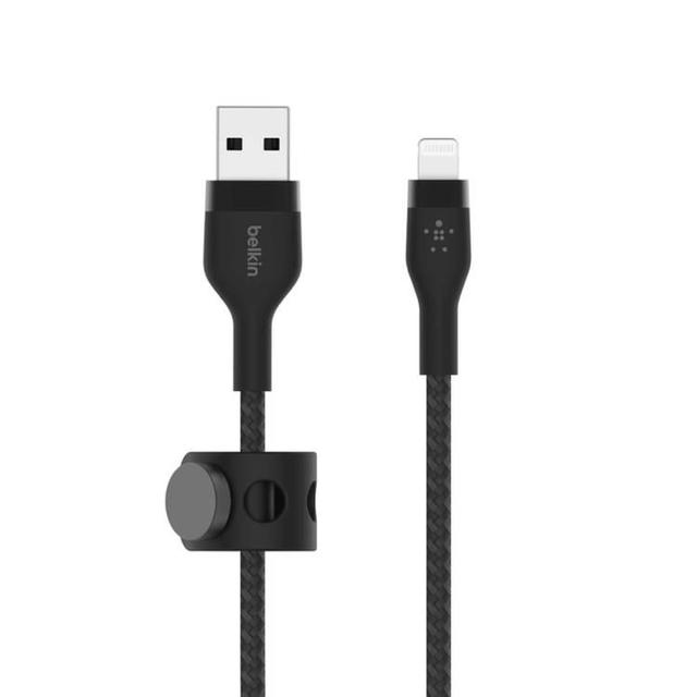 كيبل محول من USB-A الى ايفون 3 متر سيليكون أسود بيلكن Belkin BOOST CHARGE™PRO Flex USB-A to Lightning Cable_Braided Silicone - SW1hZ2U6MTcyNjAyNw==