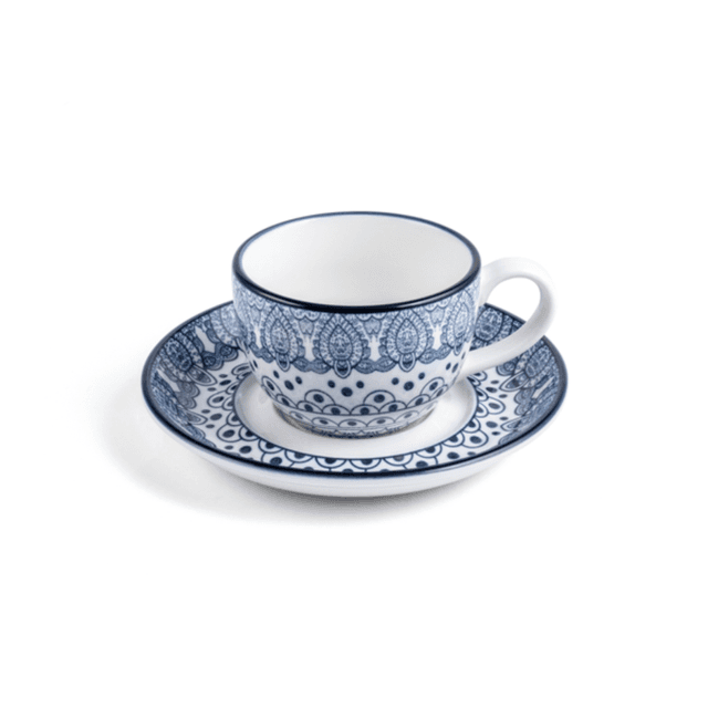 Che Brucia Arabesque Blue Porcelain Cup & Saucer 200 ml Blue Ivory Porcelain - SW1hZ2U6MTg0NDc2Mg==