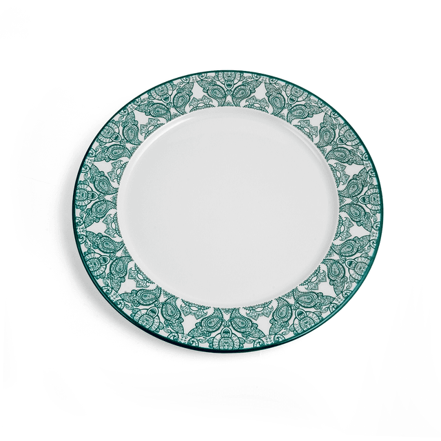 Che Brucia Arabesque Green Porcelain Flat Plate 30 cm / 12" Green White Porcelain - SW1hZ2U6MTg0NDgwMQ==