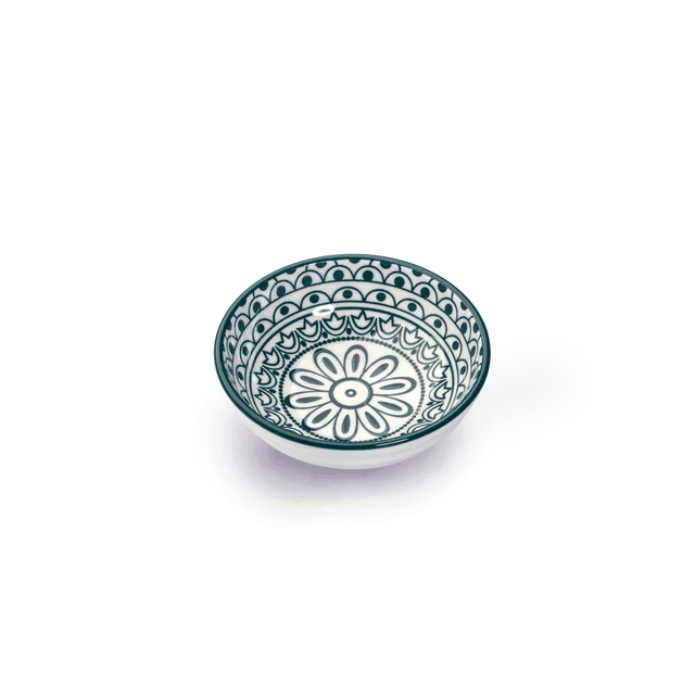 Che Brucia Arabesque Green Porcelain Round Dish 8 cm / 3" Green White Porcelain - SW1hZ2U6MTg0NDY1MQ==