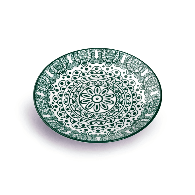 Che Brucia Arabesque Green Porcelain Round Plate 16.5 cm / 7" Green White Porcelain - SW1hZ2U6MTg0NDY3Mw==