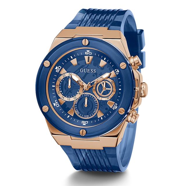 Guess Mens Eco-Friendly Rose Gold And Blue Bio-Based Watch Gw0425g3 - SW1hZ2U6MTgyODEzMA==