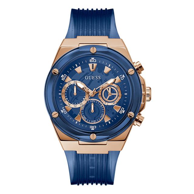 Guess Mens Eco-Friendly Rose Gold And Blue Bio-Based Watch Gw0425g3 - SW1hZ2U6MTgyODEyMg==