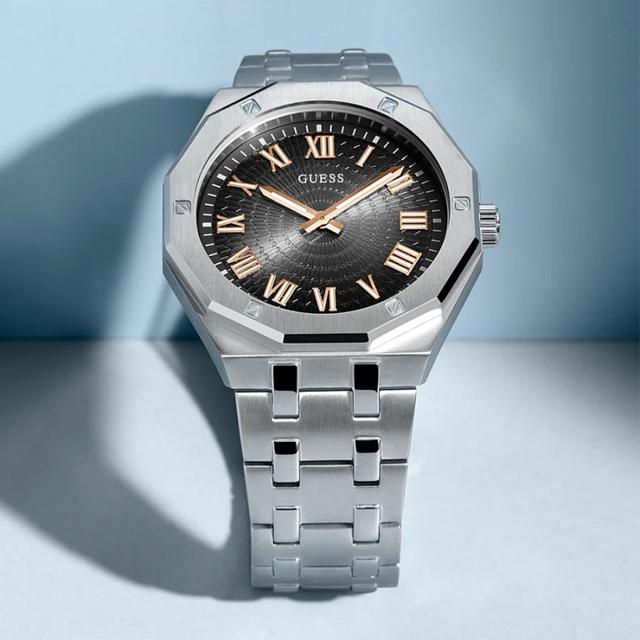 ساعات جيس رجالي Gw0575g1 قياس 42 ملم معدن فضي Guess Men's Silver Case Silver Tone Stainless Steel Watch Gw0575g1 - SW1hZ2U6MTgyODA2OA==
