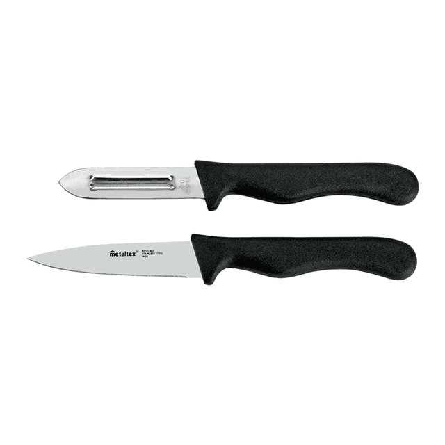 Metaltex Steel Set of Basic Paring Knife+Vegetable Peeler Black Silver Steel - SW1hZ2U6MTg0OTE2Mw==