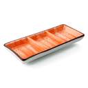 Porceletta Orange Color Glazed Porcelain Rectangular Compartment Dish 7" - SW1hZ2U6MTg1NDE5OQ==