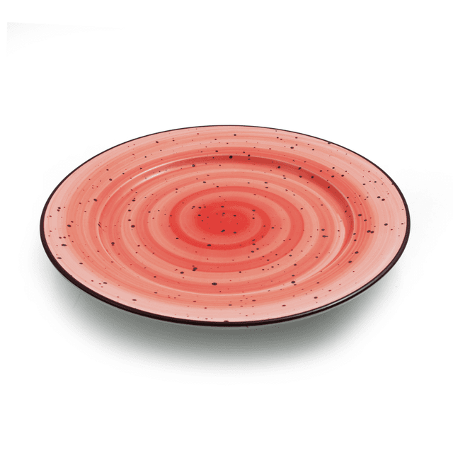 Porceletta Red Color Glazed Porcelain Rimmed Thin Flat Plate 17 cm / 7" - SW1hZ2U6MTg1NDU4NQ==
