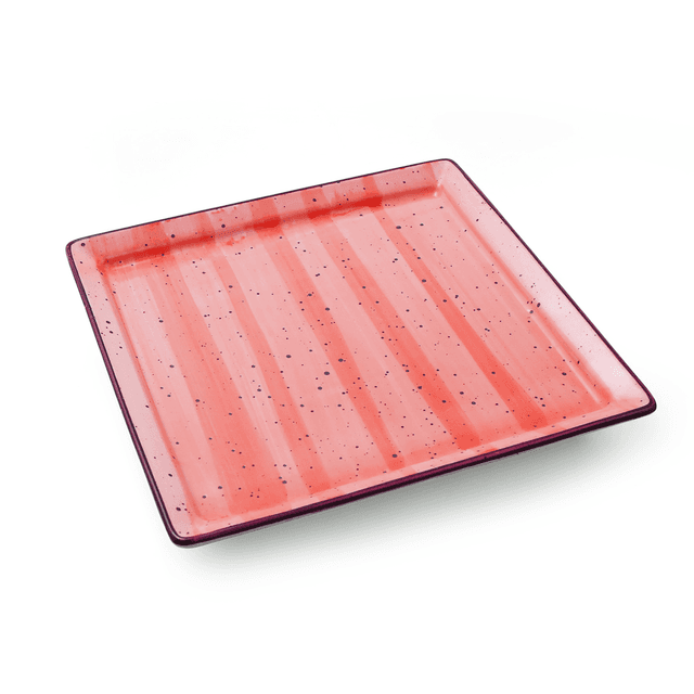 Porceletta Red Color Glazed Porcelain Square Plate 22 cm / 9" - SW1hZ2U6MTg1MzUzMw==