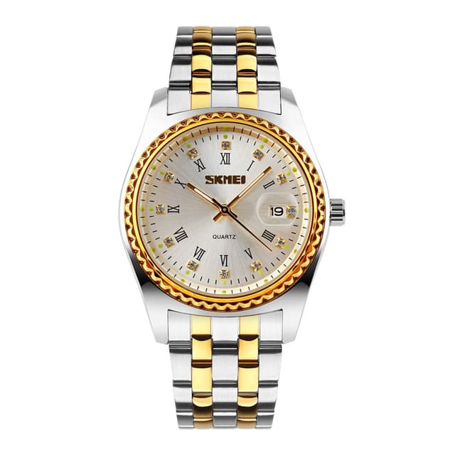 Order Skmei Men's Stainless Steel Quartz Analog Silver Dial Watch