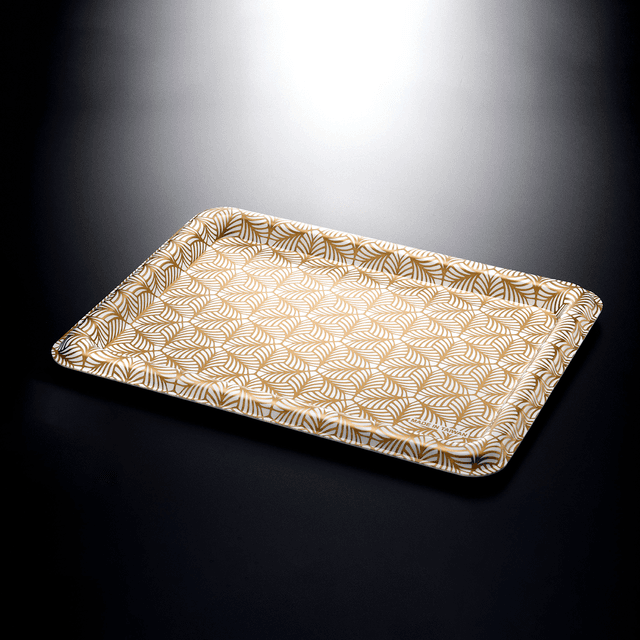 Vague Acrylic Traditional Tray White with Gold Lines 55 cm Gold White Acrylic - SW1hZ2U6MTg2Mjc2NA==