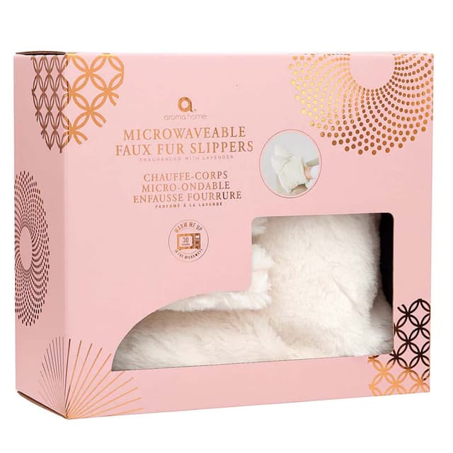 Order Aroma Home Faux Fur Slipper Boots W/ Inner Warming Pack