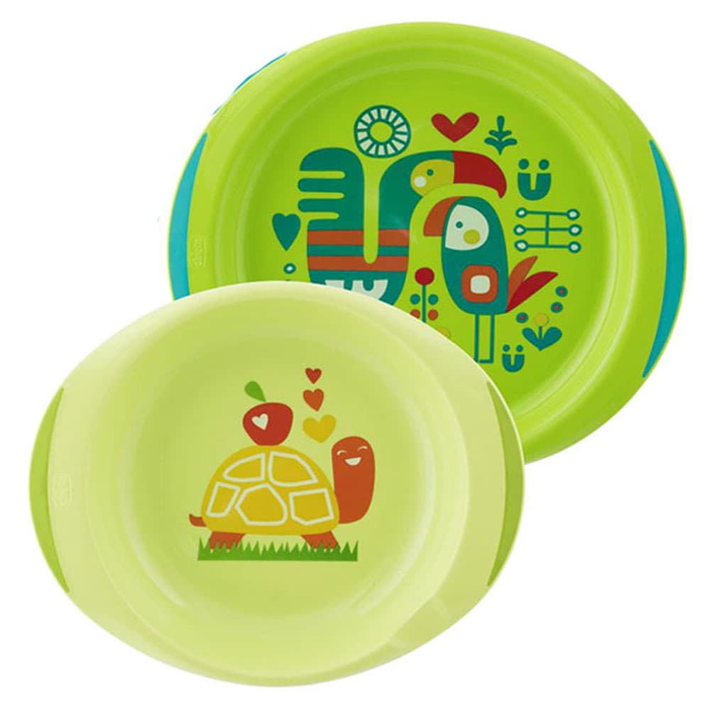 اطباق طعام اطفال 2 قطع أخضر شيكو Chicco - Baby's Dish Set 12m+ - 2 Pcs - Green