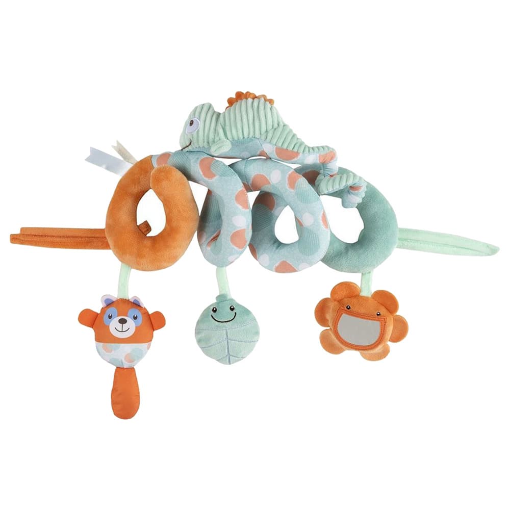 لعبة اطفال للعربة حلزونية مع مرآة صغيرة شيكوChicco - Chameleon Activity Spiral Stroller Toy - Orange/Blue