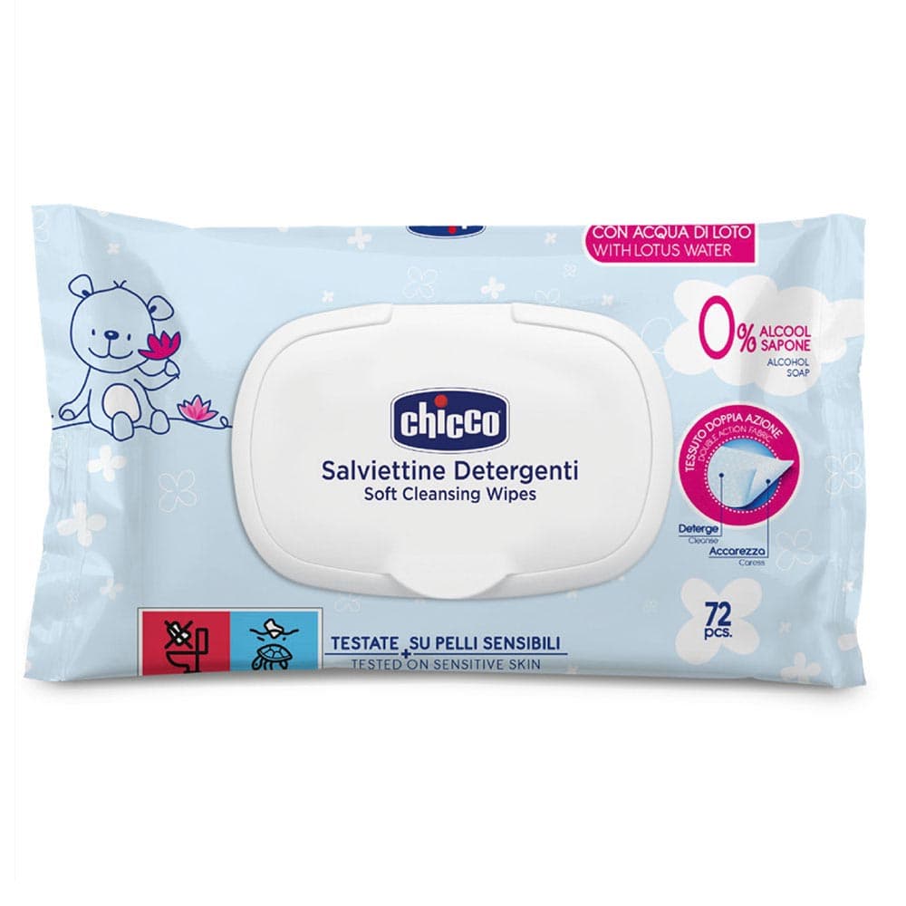 مناديل تنظيف الاطفال بغطاء قابل للطي 72 قطعة شيكو Chicco - Cleansing Wipes With Flip Cover - 72 Pcs