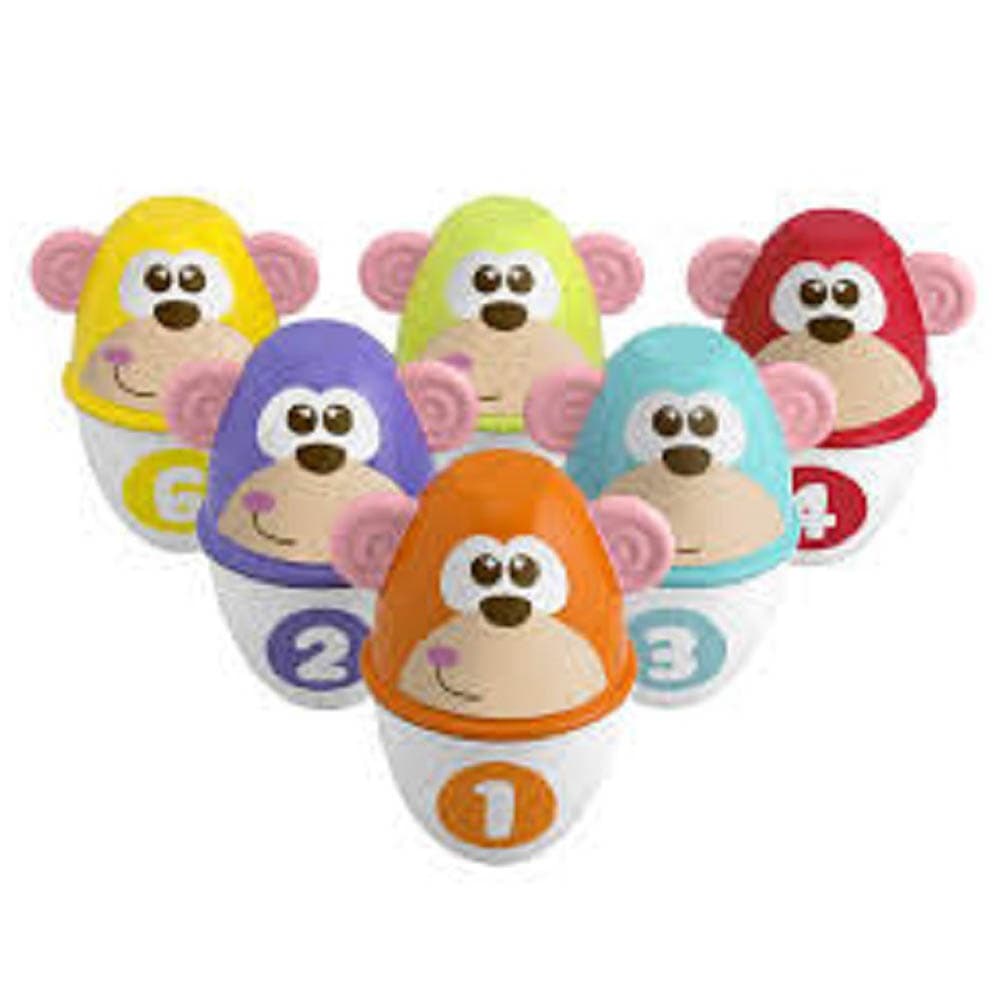 لعبة مجموعة بولينج بوجه قرد بلاستيك تشيكو Chicco - Fit & Fun Monkey Strike