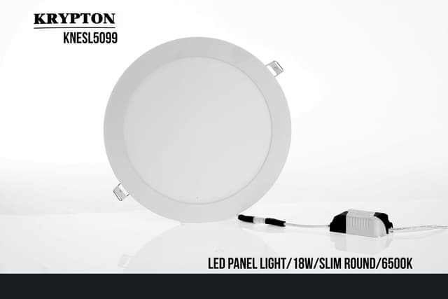 Krypton Rounded Krypton 18W Slim Round Led Panel Light, Round Cool Day White Led ...