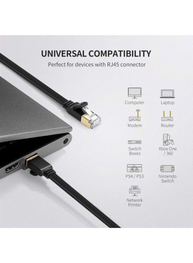 اطلب كيبل كات 7 , 3 متر - أسود UGREEN Ethernet Cable Cat7 High Speed ...