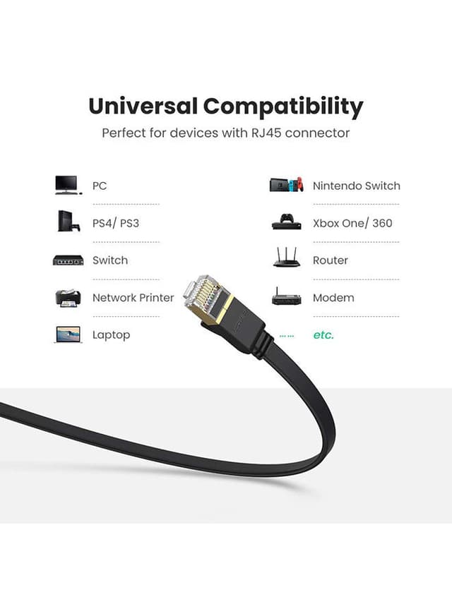 اطلب كيبل كات 7 , 3 متر - أسود UGREEN Ethernet Cable Cat7 High Speed ...