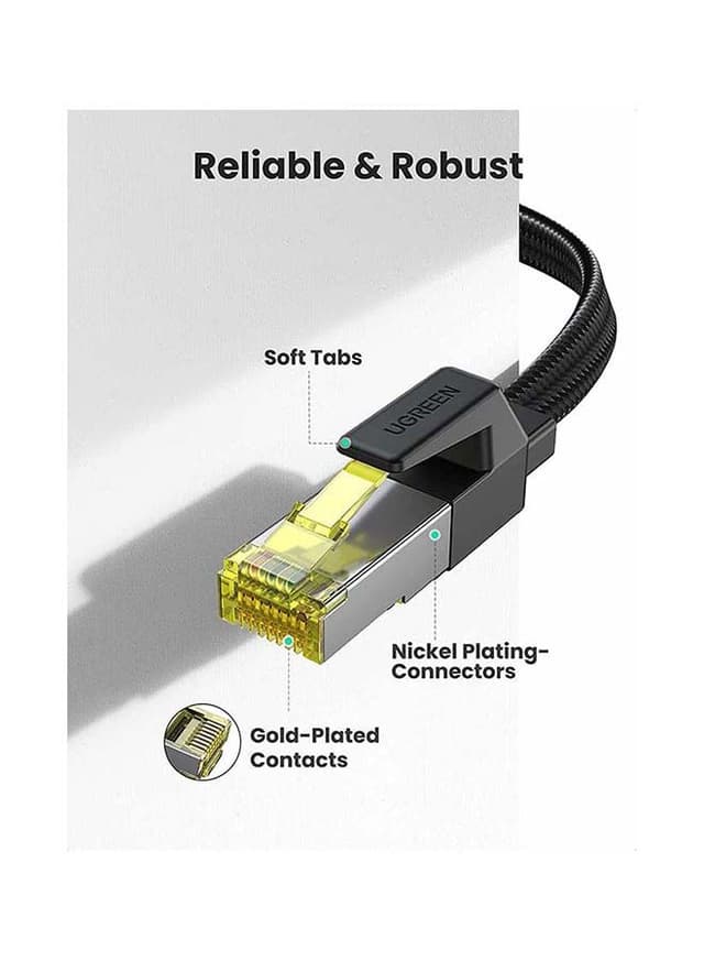اطلب كيبل كات 7 - أسود UGREEN Ethernet Cable Cat7 Ribbon Braided Flat ...