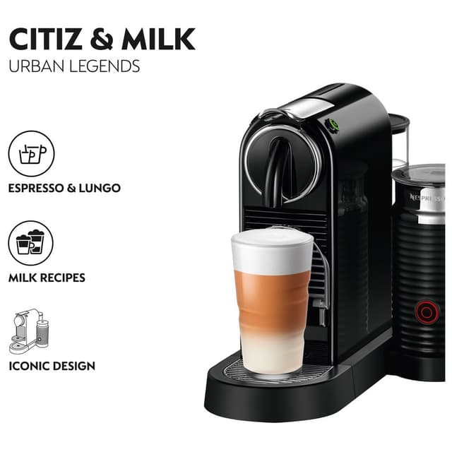 اطلب ماكينة قهوة سيتيز أند ميلك 1260 وات أسود نسبريسو NESPRESSO CitiZ ...