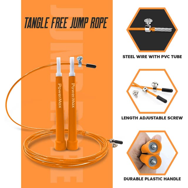 Jump Rope Orange Order Powermax - JP-2 Exercise Speed Jump Rope - Orange Now! | Jomla.ae