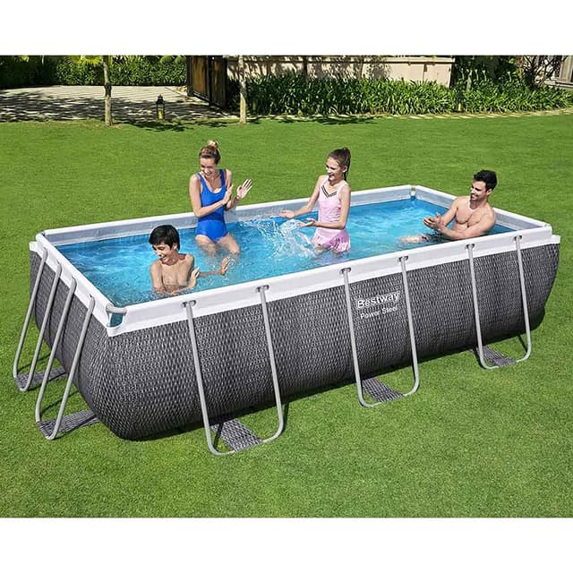 Order Bestway - Power Steel Rectangular Pool Set - Grey Now! | Jomla.ae
