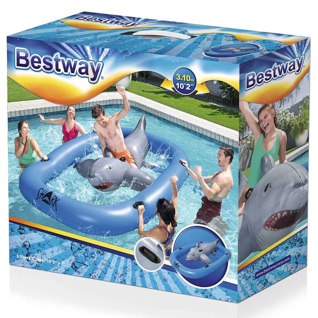 Tidal Wave Racer Inflatable Bestway - Rider Tidal Wave Shark - Inflatable Pool Float - Blue | Jomla.ae